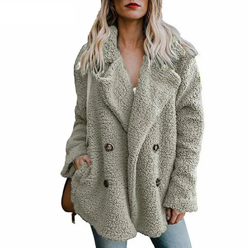 Coat Women Faux Fur Coats Long Sleeve Fluffy Fur Jackets Winter Warm Female Jacket Oversized Women Casual Winter Coat 2021
