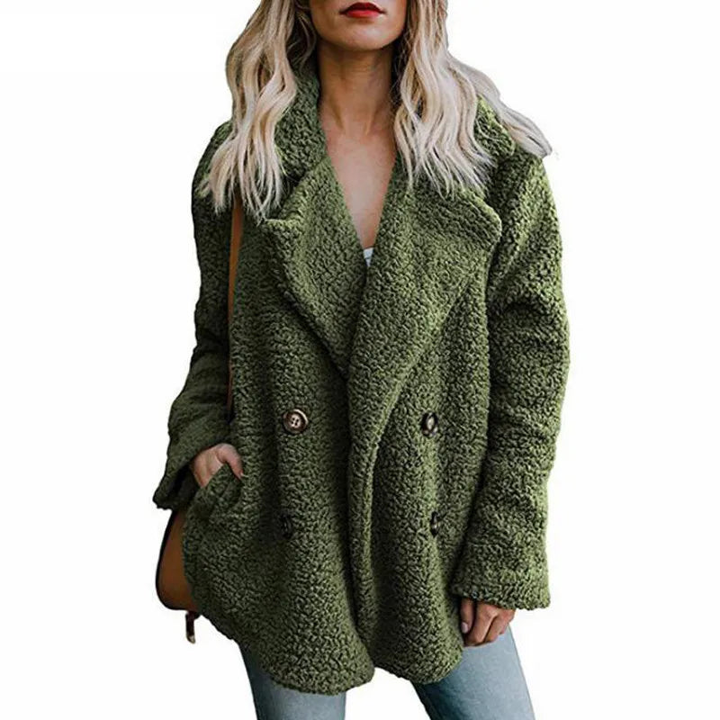 Coat Women Faux Fur Coats Long Sleeve Fluffy Fur Jackets Winter Warm Female Jacket Oversized Women Casual Winter Coat 2021