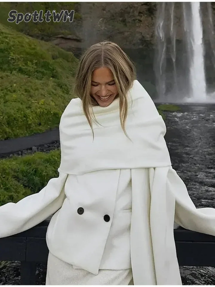 Barbara® - Eleganter Kurzmantel mit Schal und Taschen