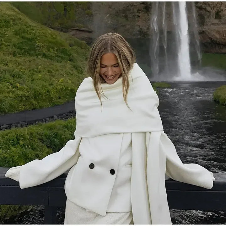 Barbara® - Eleganter Kurzmantel mit Schal und Taschen