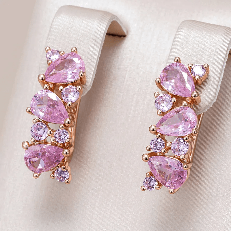 Elegante roze kristallen oorbellen