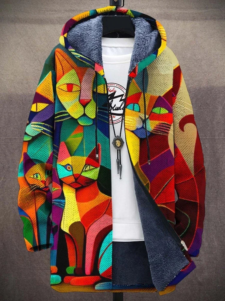 Charlie® - Stylische Warme Fleecejacke mit Katzenprint