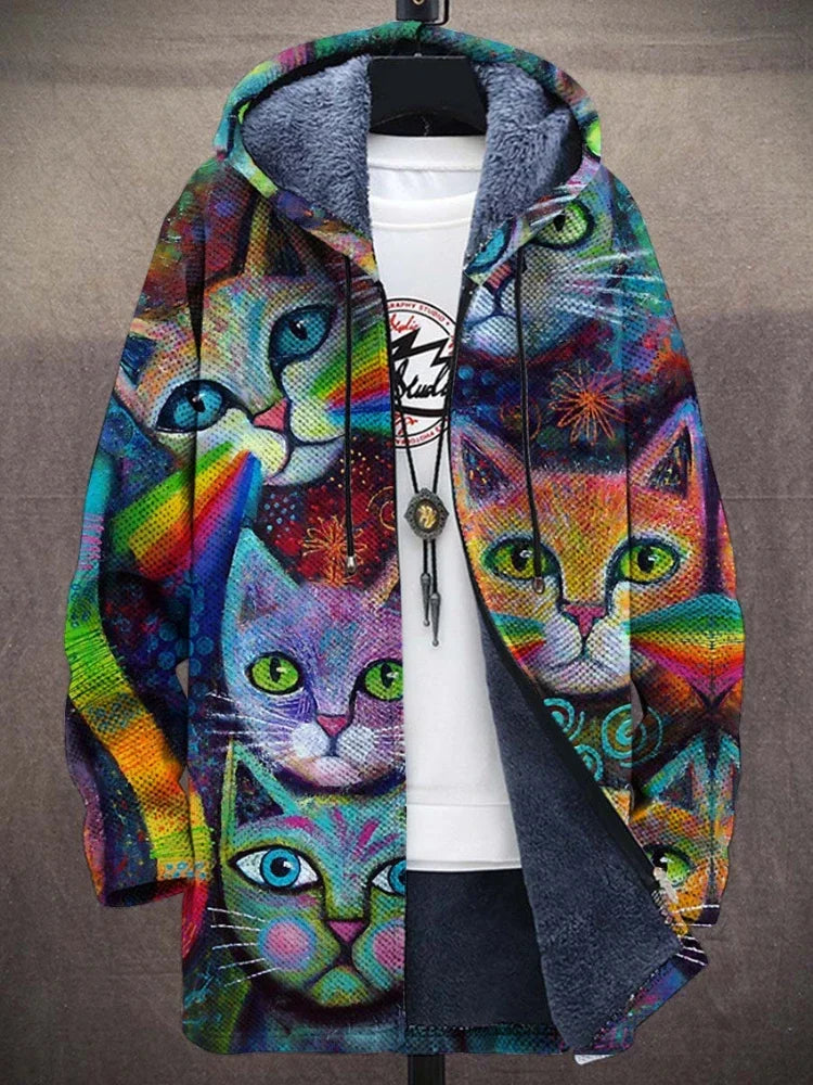 Charlie® - Stylische Warme Fleecejacke mit Katzenprint