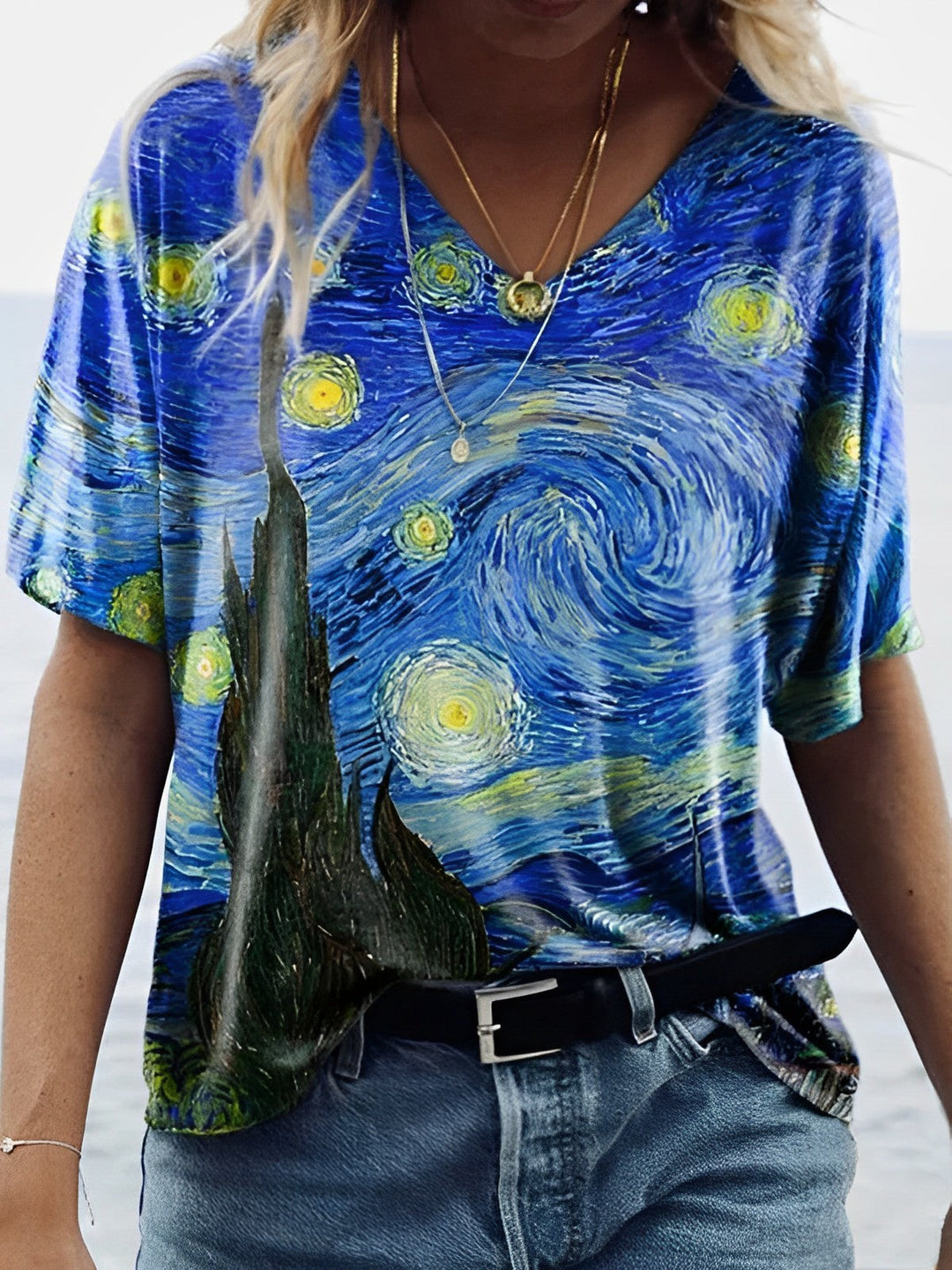 Four You ™ - Van Gogh T-shirt met geprinte V-hals - 50% Korting - Four Kids