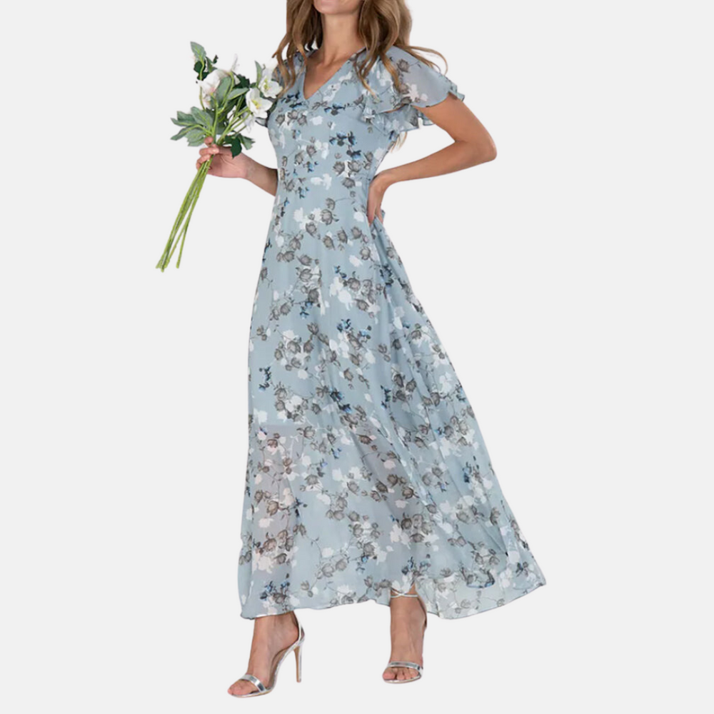 Isabella | Elegante V-Hals Zomer Jurk Met Bloemenprint - Winkeltje van Anouk