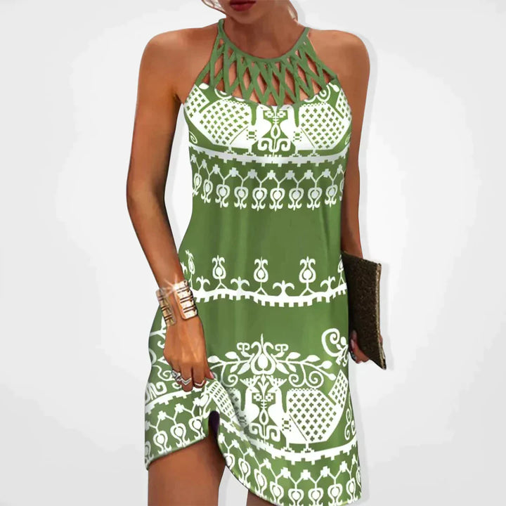 Yessa Jurk - Mouwloze zomerjurk met tribale print - Winkeltje van Anouk