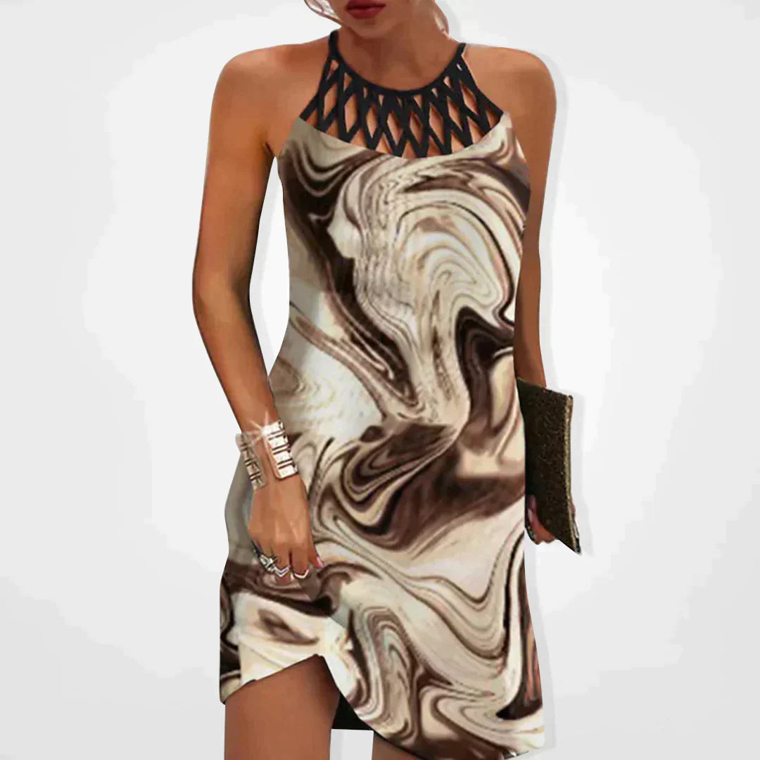 Yessa Jurk - Mouwloze zomerjurk met tribale print - Winkeltje van Anouk