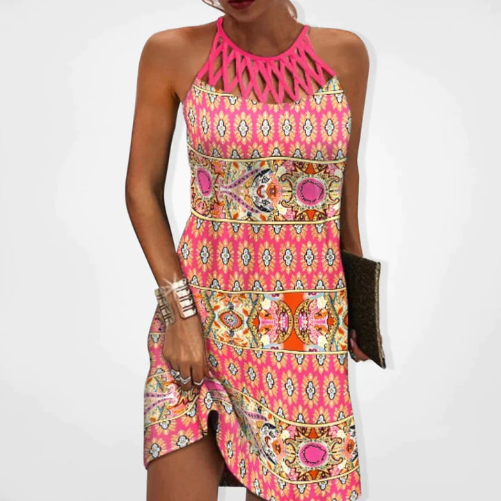 Yessa Jurk - Mouwloze zomerjurk met tribale print - Winkeltje van Anouk