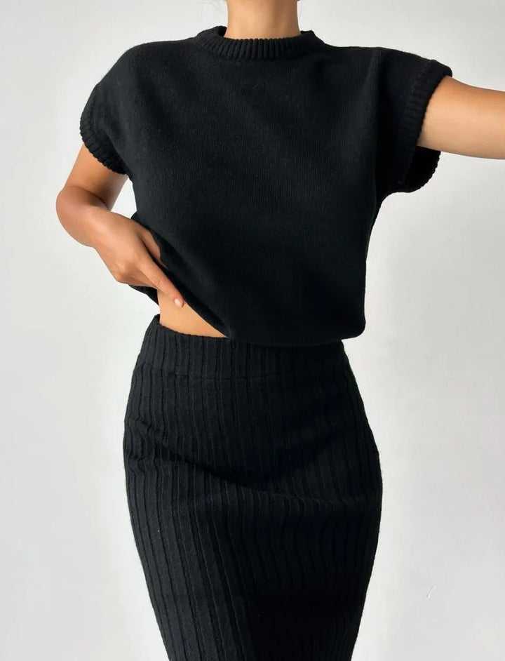 Milou® - Zweiteiliges Set: ärmelloser Pullover + Strickrock