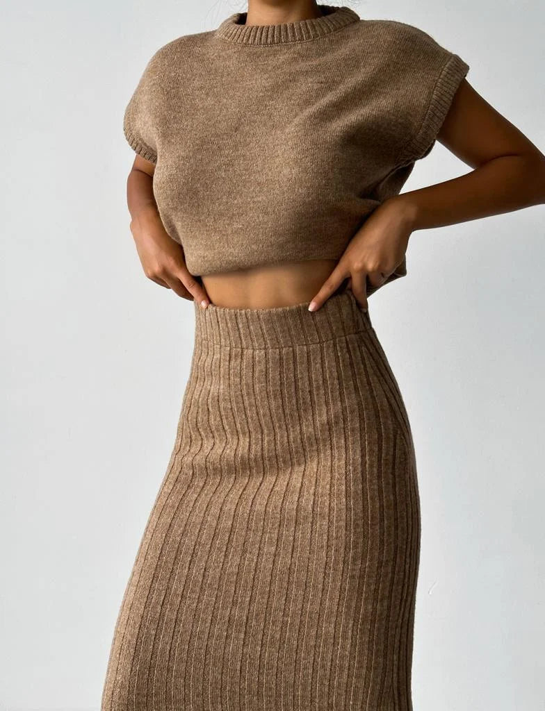 Milou® - Zweiteiliges Set: ärmelloser Pullover + Strickrock